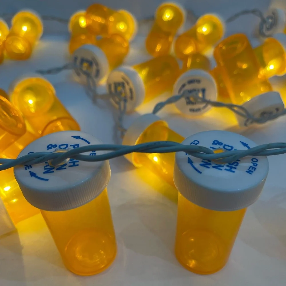 Pill bottle light strand, healthcare graduation Christmas party light strand